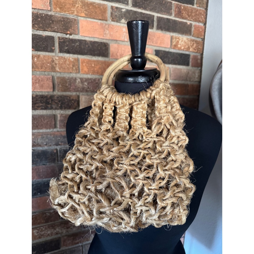 Boho Jute Macrame Woven Round‎ Handle Top Handle Bag